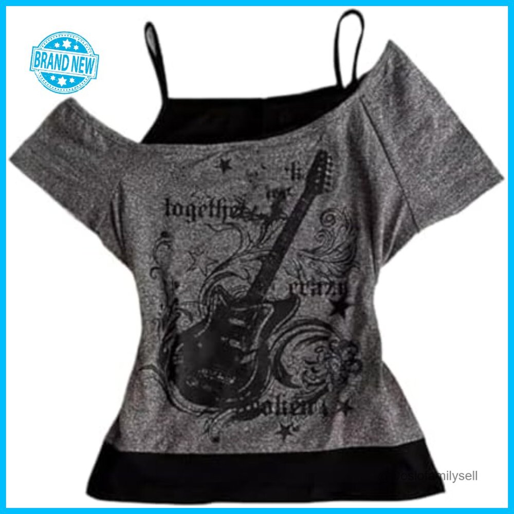 Vintage Y2K Graphic Crop Top Emo Grunge Short Sleeve Tee Regular Fit